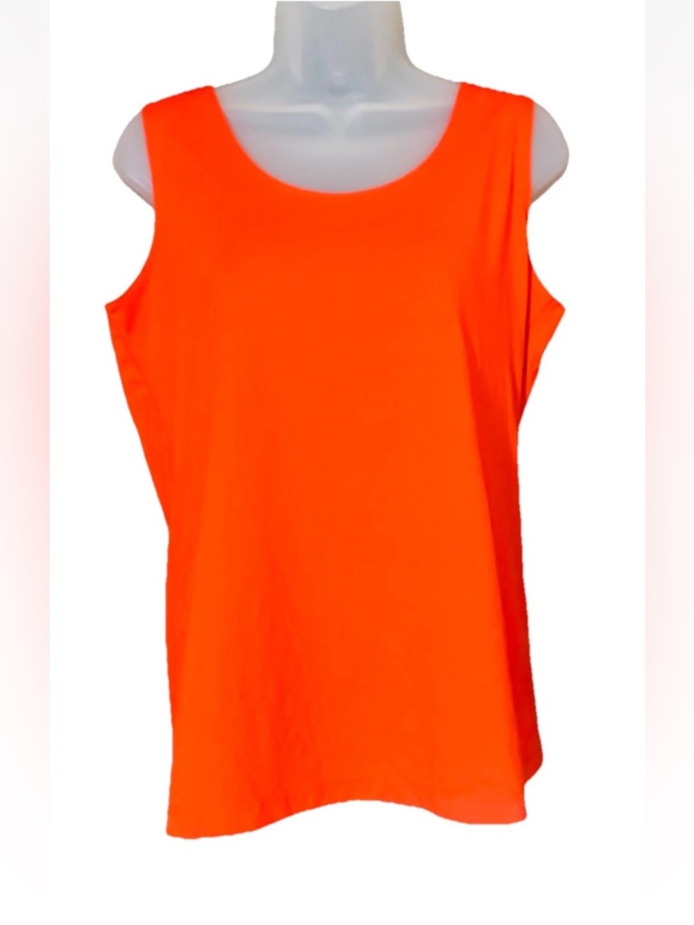 Chico's 2 Orange Microfiber Contemporary Sleeveless Tank Top Size Large Stretch